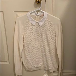 Tory Burch cream sweater w Peter Pan collar
